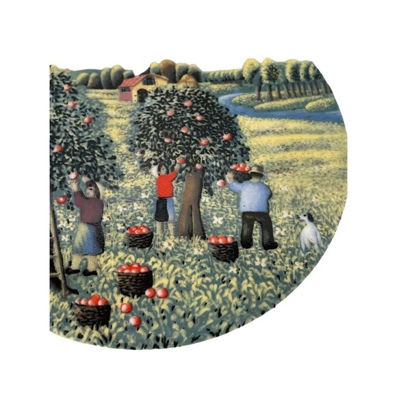 Vintage FOUR SEASONS Plate Tabletops Unlimited Apple Picking Theme Collectible - Picture 7 of 8